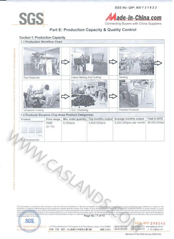SGS Factory Audit Report certificate from Foshan Casland Garments Co., Ltd.