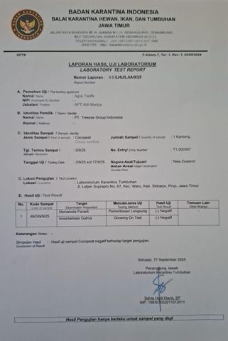 Laboratory Test Report.jpeg certificate from treeyas group indonesia