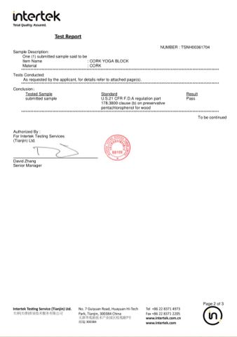 cork yoga block certificate from Xiamen Folover Import &Export Co., Ltd.