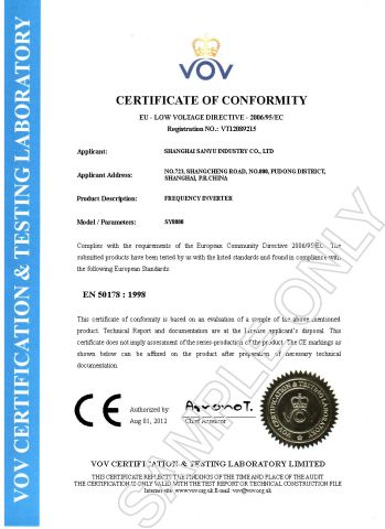 CE of SY8800 certificate of Shanghai Sanyu Industry Co., Ltd. – certificate photo, supplier certificates section