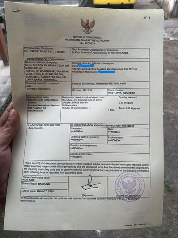 Quality & Quarantine Documents (COO, Phyto & CoA) certificate from Indo Tropis Global