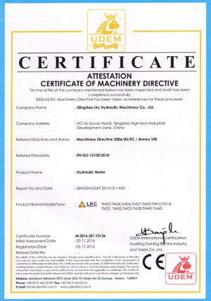 CE CERTIFICATE certificate from Qingdao LKC Hydraulic Machinery Co., Ltd.