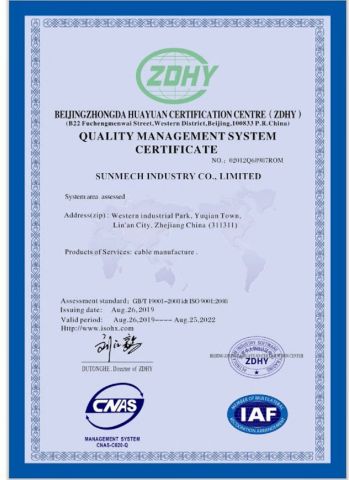 ISO certificate from SUNMECH INDUSTRY CO., LTD.