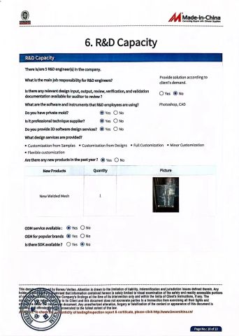 Audit report certificate from Anping County Nuoxi Wire Mesh Products Co., Ltd.