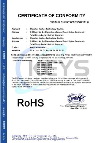 Certificates certificate from Shenzhen Jianhao Technology Co., Ltd.