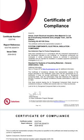 UL certificate from Henan Jinzhi Electrical Insulation New Material CO.,LTD