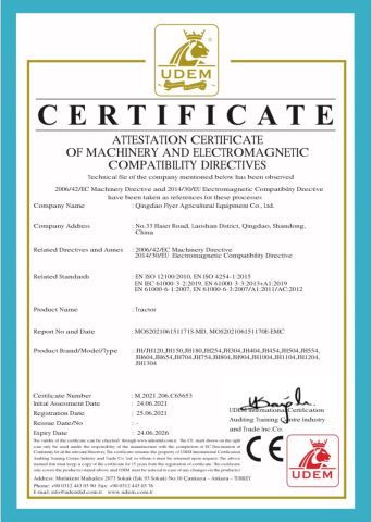 CE certificate of Qingdao Flyer Agricultural Equipment Co., Ltd. – certificate photo, supplier certificates section