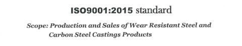 ISO9001 certificate from Shanghai Haocheng Machinery Parts Co., Ltd.