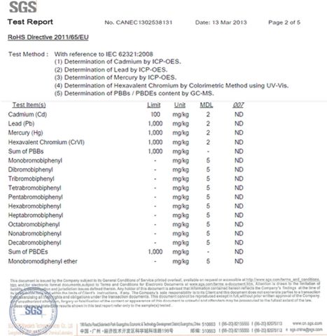 RoHS test report for vulcanizing agent audited by SGS certificate of Xiamen Flying Silicone Rubber Co., Ltd. – certificate photo, supplier certificates section