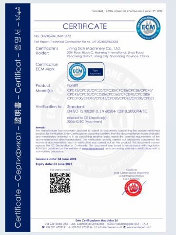 CE certificate of Jining Sich Machinery Co., Ltd. – certificate photo, supplier certificates section