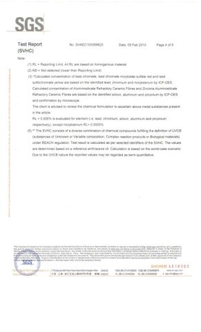 SVHC4 certificate from Evian Manufacture Co., Limited