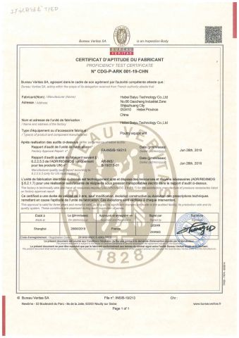 CERTIFICATE certificate from Hebei Baiyu Technology Co., Ltd.