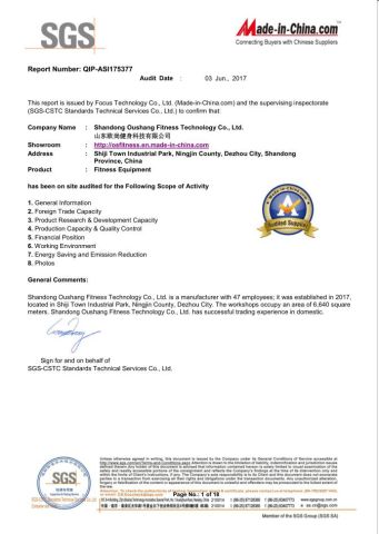 SGS certificates for high quality of fitness gym equipment certificate from Dezhou Chengzhi Import & Export Co., Ltd.