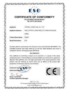 Certificates certificate from Langfang Topwell Furniture Co., Ltd.