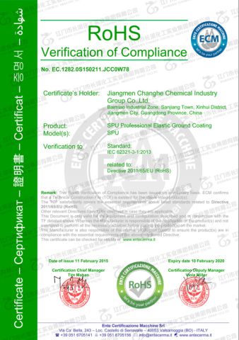 ROHS OF OUR PARENT FIRM certificate from JiangSu ChangNuo New Materials Co., Ltd.