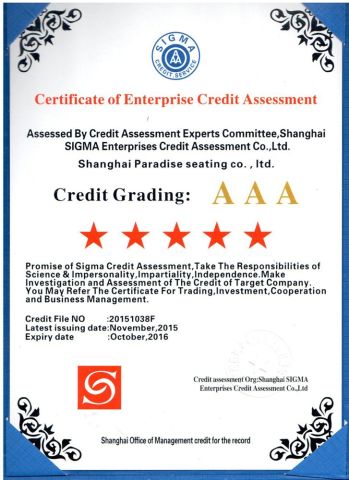 company credit certificate from Yongle Seating (Taicang) Co., Ltd.