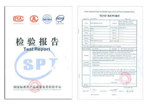 Testing Cetificate certificate of Hand Industrial Co., Limited – certificate photo, supplier certificates section