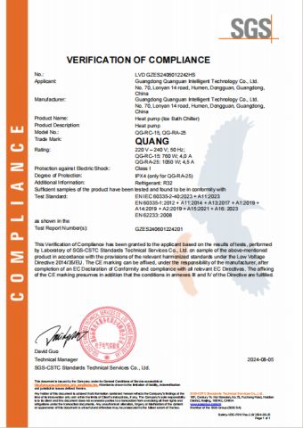 CE02 certificate from Guangdong Quanguan Health Technology Co., Ltd.