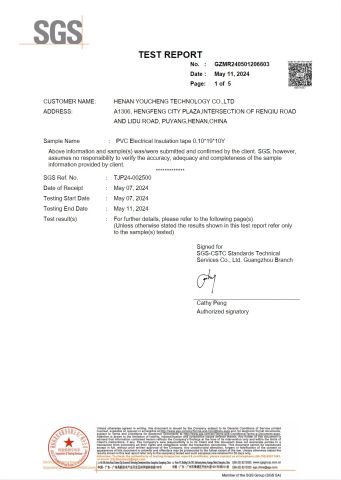SGS certificate from Henan Youcheng Technology Co., Ltd