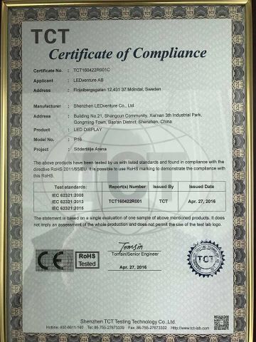 CE certificate from Shenzhen LEDventure Co., Ltd.