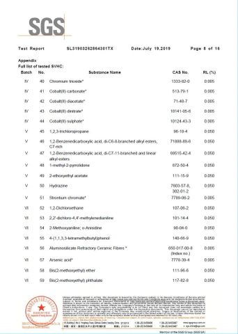 SGS Test Report 8 certificate from Eiffel Medical Supplies Co., Ltd.