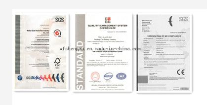 Certificates certificate from Weifang Shengao Machinery Co., Ltd.