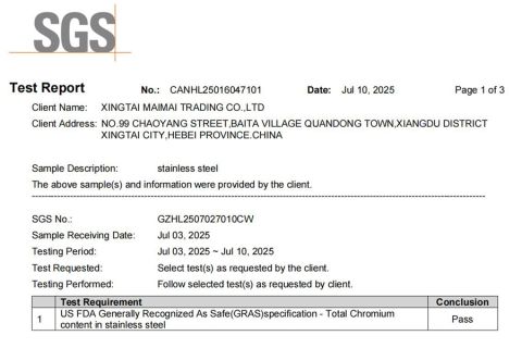 Cookie Cutter(FDA) certificate from Xingtai Maimai Trading Co., Ltd.
