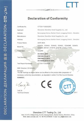 CE certificate from Shenzhen Shenone Hotel Supplies Co., Ltd.