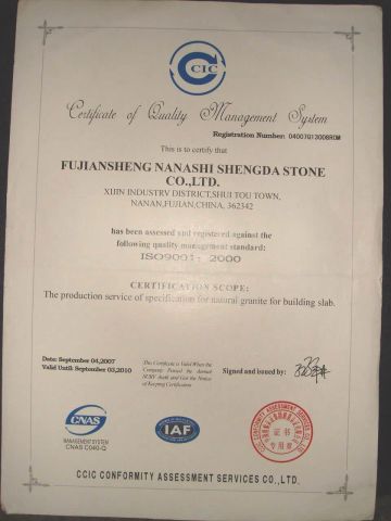 Factory ISO9001:2000 Certificate System certificate from Xiamen Yeyang Import & Export Co., Ltd.