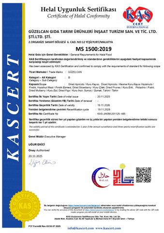 JAKIM CERTIFICATE certificate from GUZEL CAN GIDA TARIM URUNLERI INS.TUR.SAN.TIC.VE.LTD.STI