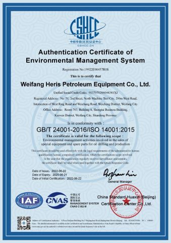ISO certificate from Shandong Vs Petroleum Technology Co., Ltd