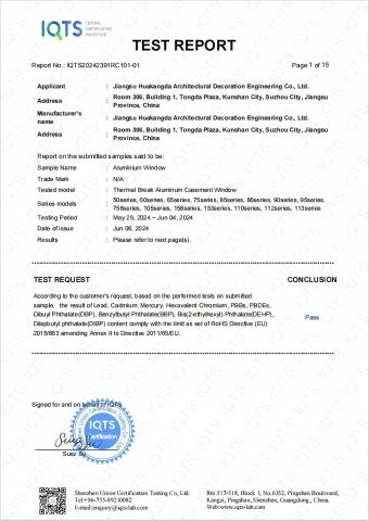 ROHS-Aluminum Window-TEST REPORT certificate from Shanghai Love Rain Window and Door Co.,Ltd.