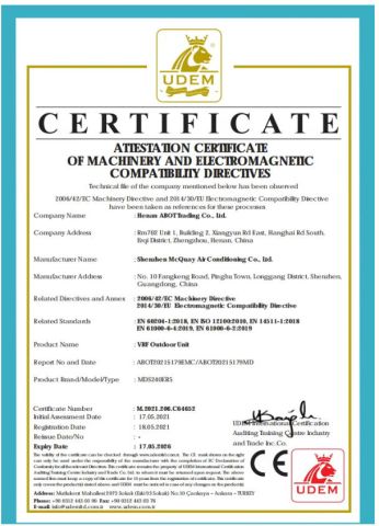 CE certificate from Go Free Airconditioning System Co., Ltd.