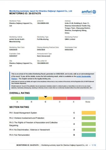 BSCI certificate from Guangzhou Huanghu Apparel Co., Ltd.