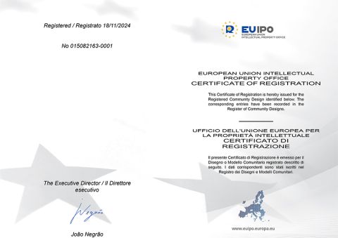 Design Patent certificate from Zhongshan Sumatic Caster Co. Ltd.