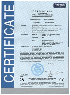 Electric oven CE certificate of Guangzhou Wiberda Kitchen Appliances & Refrigeration Equipment Co., Ltd. – certificate photo, supplier certificates section