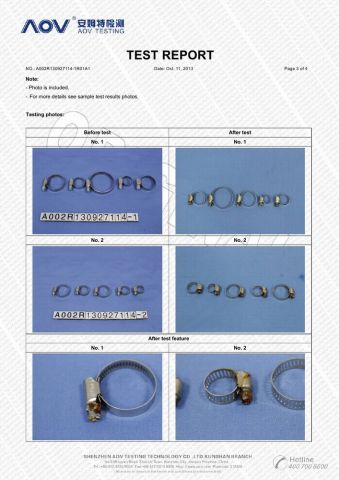 Salt Spray Test for Hose Clamps-1 certificate from Wenzhou Meters Int'l Trade Co., Ltd.