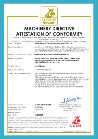 CE certification certificate of Jining Xugong Construction Machinery Co., Ltd. – certificate photo, supplier certificates section