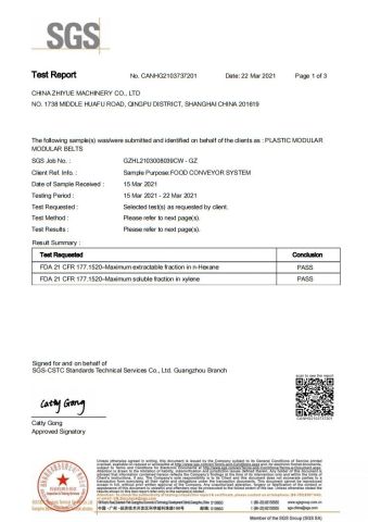 FDA certificate from Shanghai Zhiyue Machinery Co., Ltd.