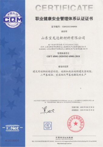 Occupational Health and safety Management System Certificate 2 certificate from Shandong Junyuan New Materials Co., Ltd.