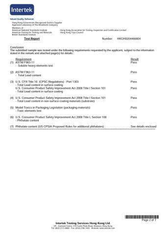 intertek Inspection certificate certificate from Wenzhou Fuxing Packaging Material Co., Ltd.