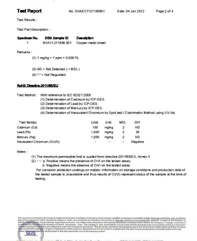 RoHS of Manganin Strip certificate from Shanghai Tankii Alloy Material Co., Ltd.