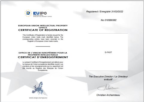 EUROPEAN UNION INTELLECTUAL PROPERTY OFFICE CERTIFICATE OF REGISTRATION certificate from Tianchang Zhiyun Electronic Technology Co., Ltd.
