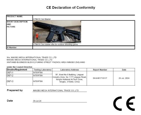 CE for ATM416 certificate from Ningbo Mega International Trade Co., Ltd