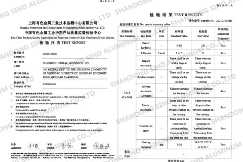 YST431-2009 certificate from Shandong Sino New Material Co., Ltd.