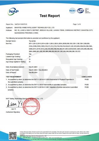 EN71 certificate from Shantou Xinbo Intelligent Technology Co., Ltd