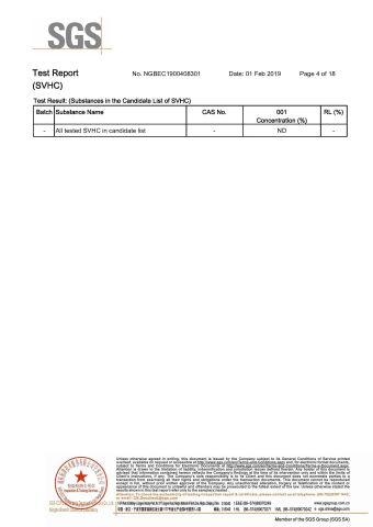 PIGMENT BLUE 153-SVHC-04 certificate of ORIEN CHEMICAL CO., LTD. – certificate photo, supplier certificates section