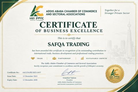 International Relations Recognition certificate of Safqa Trading – certificate photo, supplier certificates section