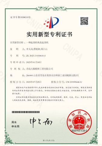 certificates certificate from Qingdao Dashun Jingfeng Industry and Trade Co., Ltd.