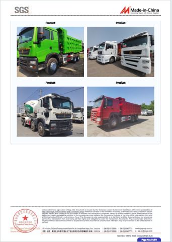 SGS certificate from Jining Huahang International Trade Co., Ltd.